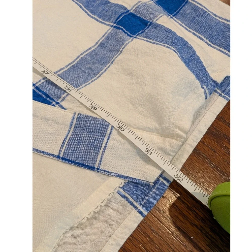 Maeve Anthropologie Midi Wrap Skirt Blue White Plaid Linen Blend Size 2 - Picture 10 of 10
